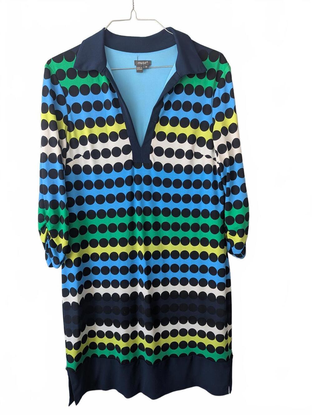 Muse Polka Dot Striped Dress with Belt Loops